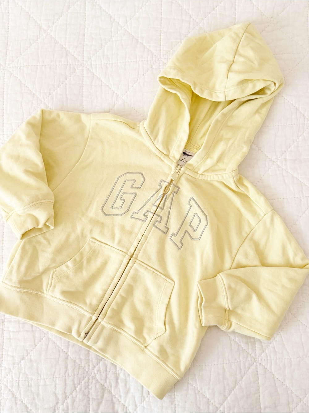 GAP 3T Kids Pale Yellow Zip-Up Hoodie